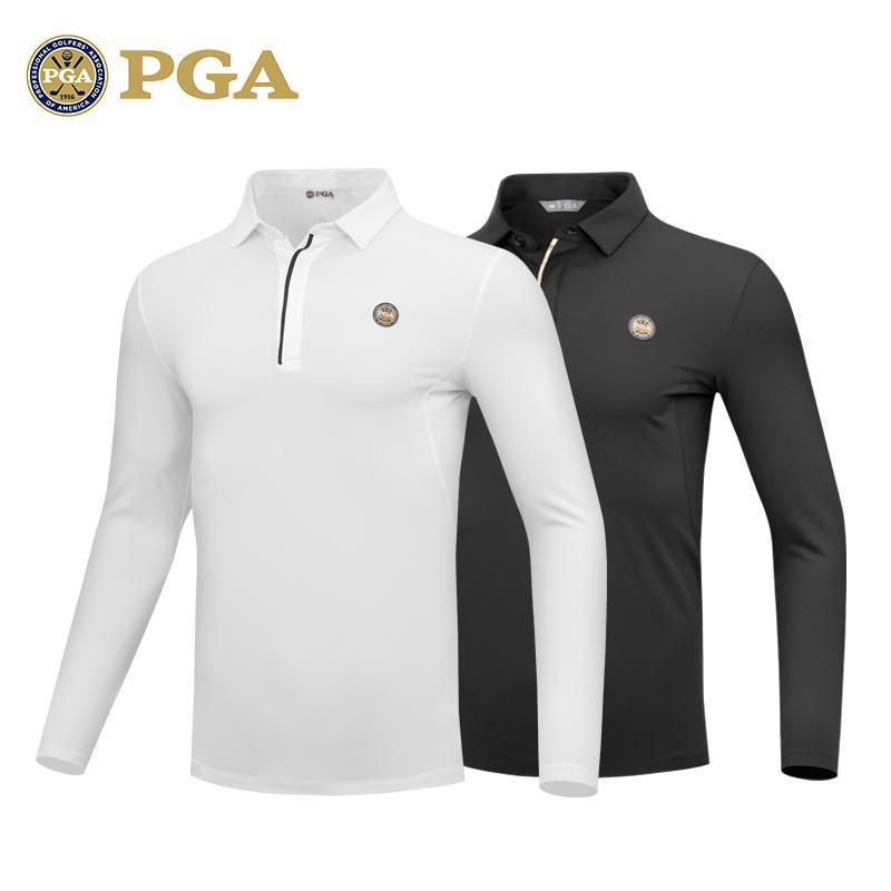 美国PGA 高尔夫服饰男士长袖T恤 舒适高弹时尚百搭上衣服饰男装ol