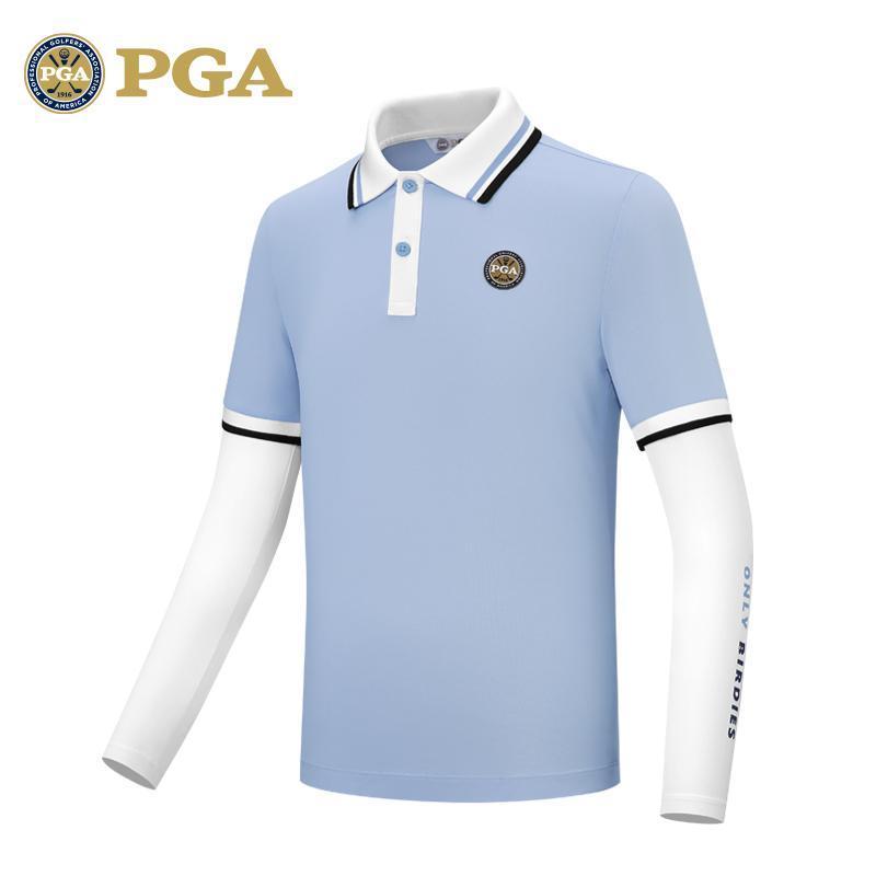 美国PGA春秋新品高尔夫儿童长袖男童服饰舒适假两件美式学院风ol