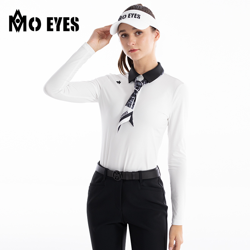 MO EYES魔眼 高尔夫服装女长袖T恤秋冬 配丝巾弹力打底衫运动优雅