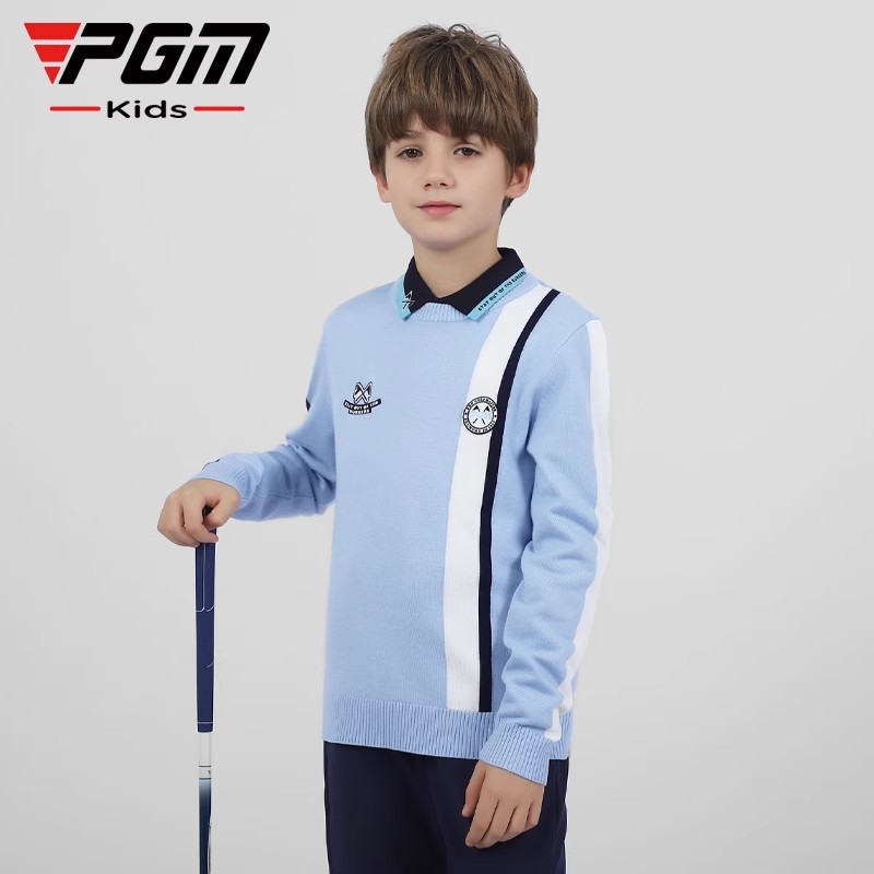 PGM 秋冬季 新品 高尔夫男童圆领毛衣 羊毛面料舒适保暖 柔软亲肤