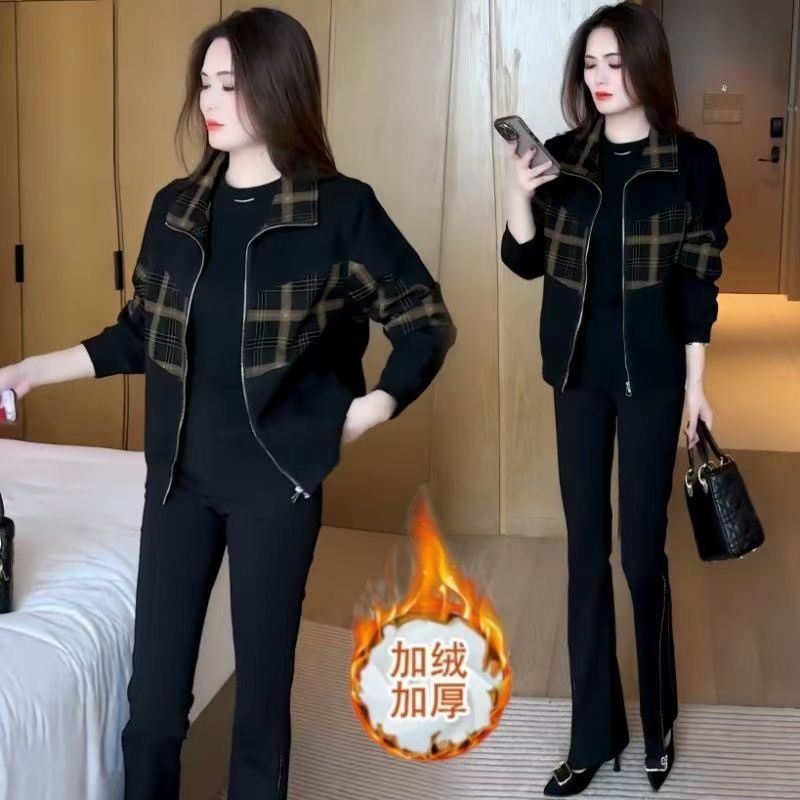 格子外套女春秋新款加绒百搭时尚短款显瘦休闲减龄小个子上衣女装