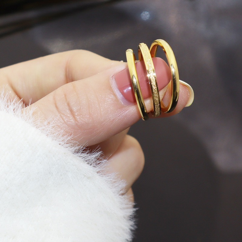 钛钢戒指 三生三世戒指素圈女气质简约个性百搭三件套不掉色指环