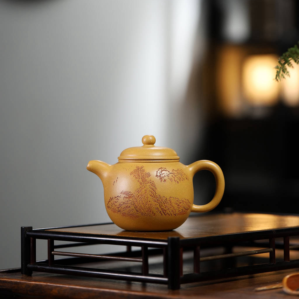 掌柜自作宜兴紫砂壶手工茶具泡茶壶匏尊310毫升原矿陈腐黄金段