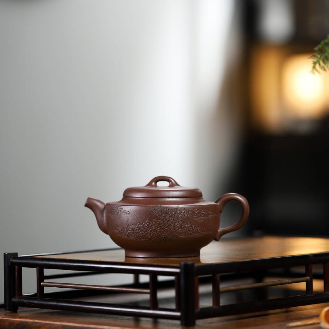 掌柜自作宜兴紫砂壶茶具泡茶壶山水雅趣原矿高温底槽清220毫升