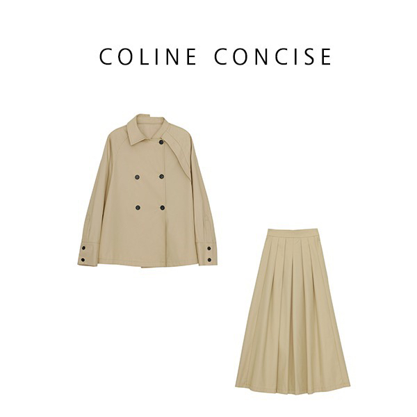 COLINE CONCISE 中长款百搭气质设计师卡其简约时尚套装套裙
