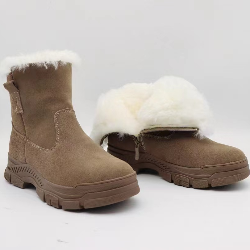 【小号女士羊毛靴】冬季羊毛鞋保暖雪地靴休闲高帮靴子厚底加绒加厚
