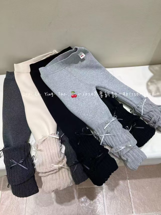 自制秋冬蝴蝶结打底裤+堆堆袜