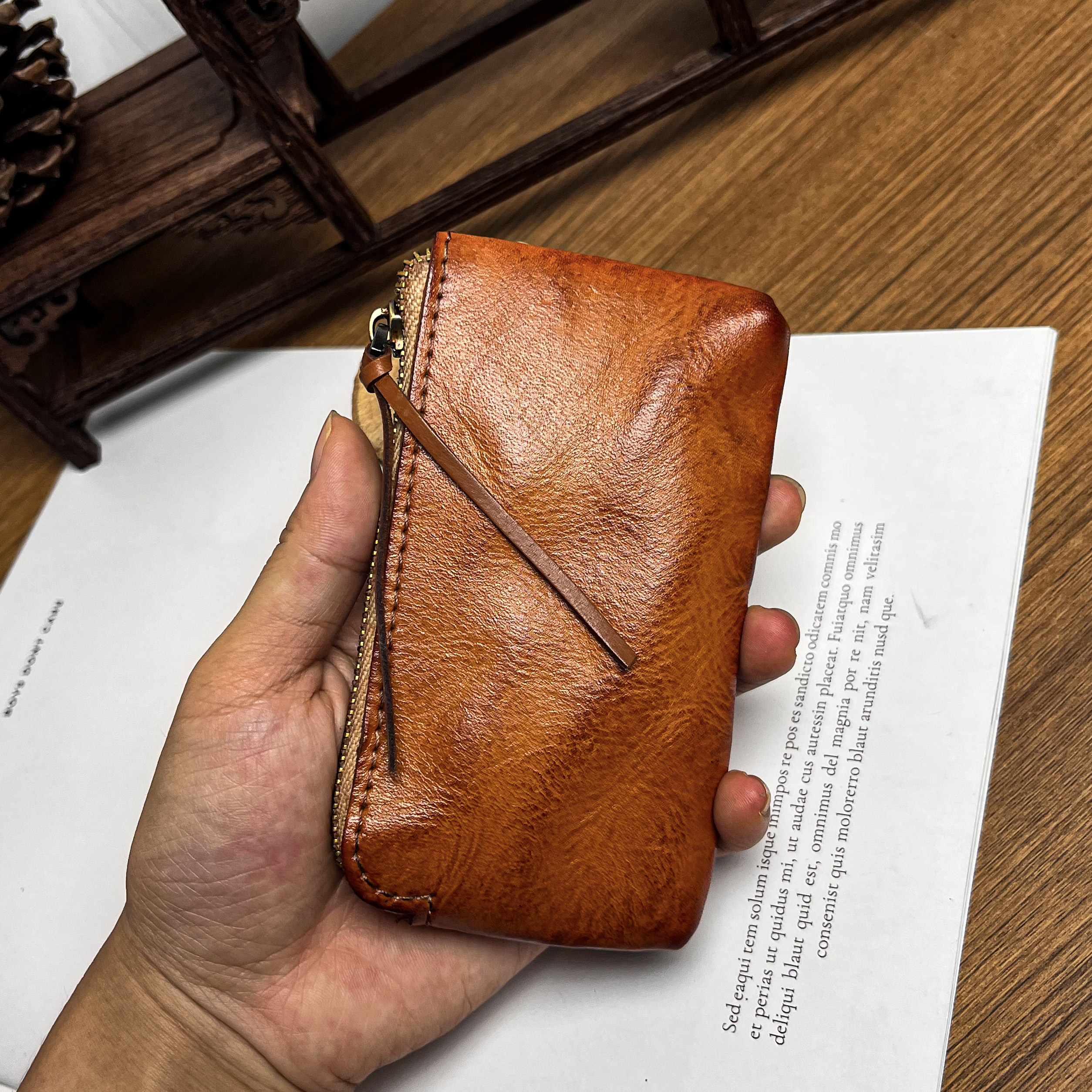 迷你钥匙包女硬币包卡包手工真皮零钱包男拉链复古头层牛皮简约