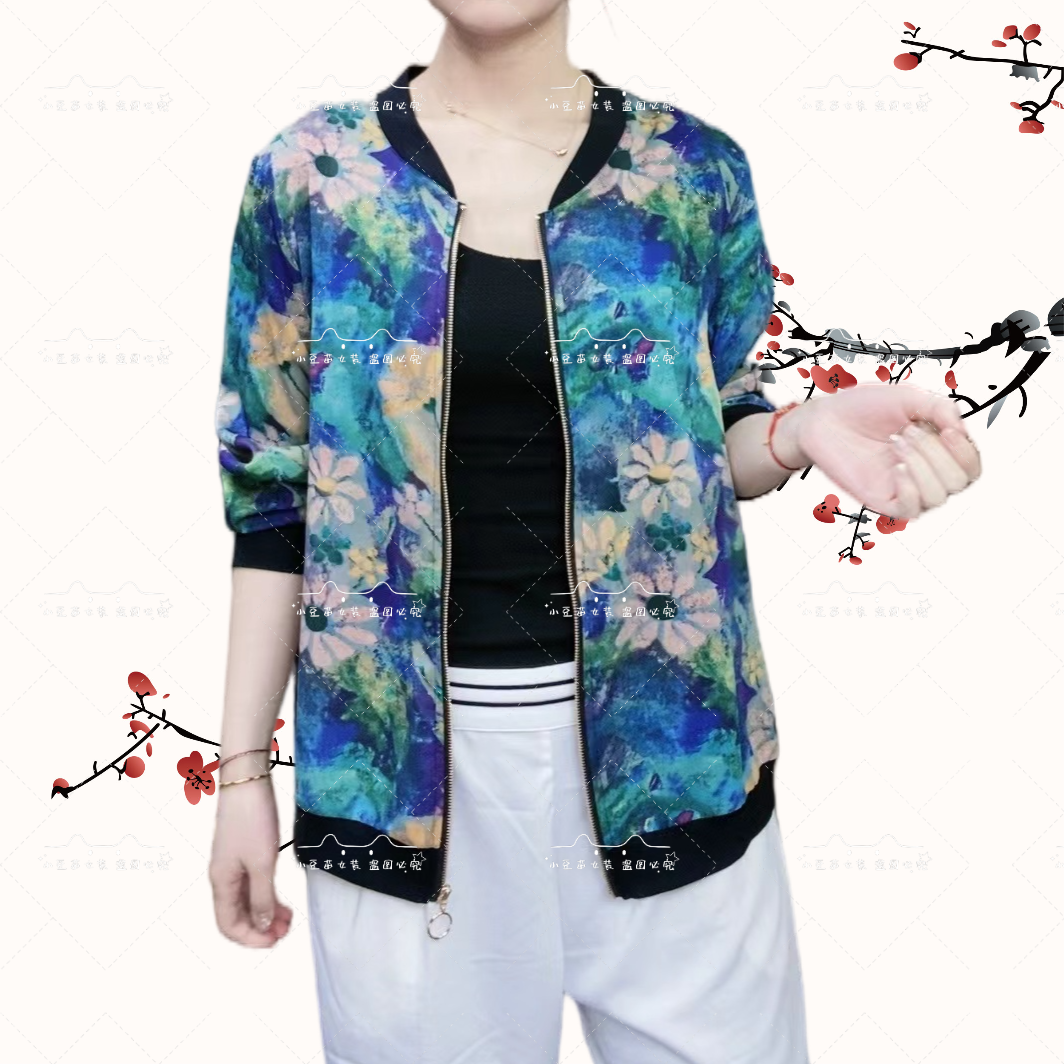 【梦幻】新款时尚百搭透气薄款女士休闲洋气国风复古印花妈妈装春秋