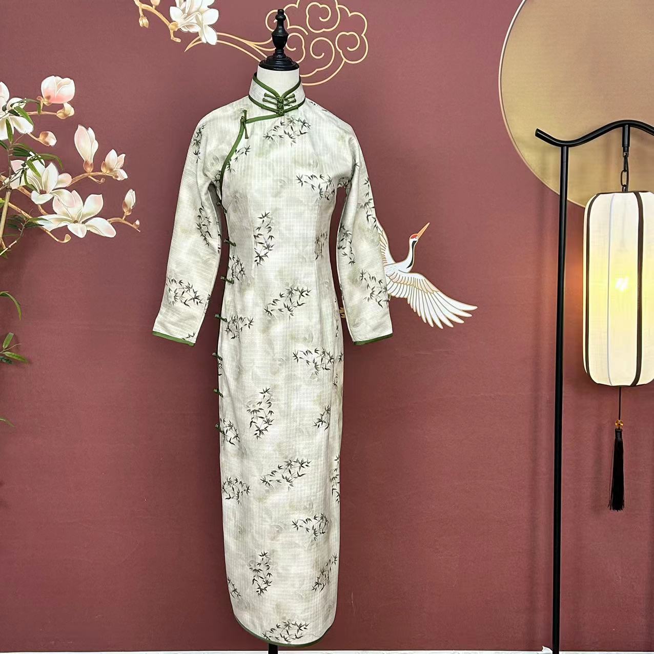 岁寒丨冬季年轻款气质旗袍中国风优雅清新色全开襟纯手工一字扣