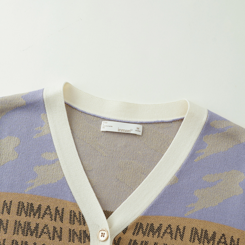 茵曼夏季女毛针织衫开衫新款短袖小衫V领时尚休闲爆款百搭舒适