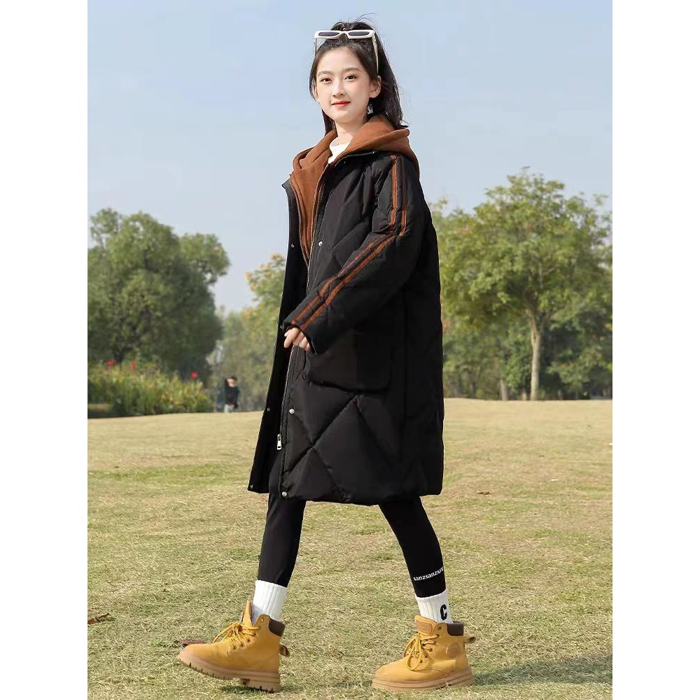 女童冬装棉衣2023新款儿童中长款洋气棉服棉袄外套秋冬中大童