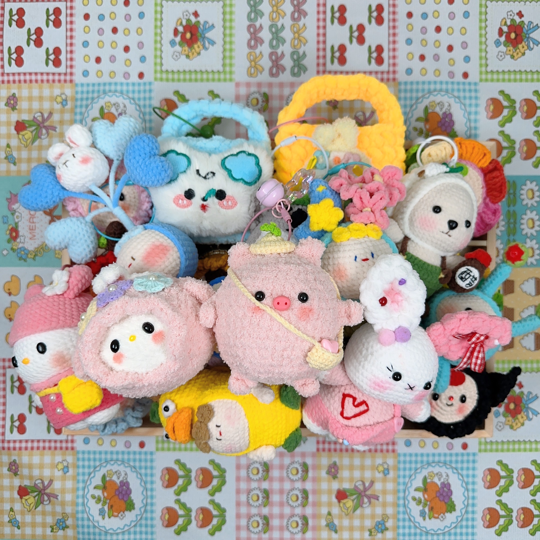 手工钩织毛线团子挂件成品