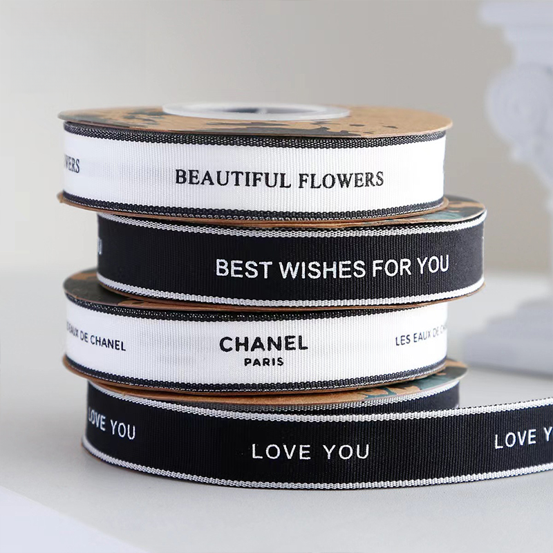 【御花园】新款花束丝带印花英文织带螺纹棉带鲜花包装礼物