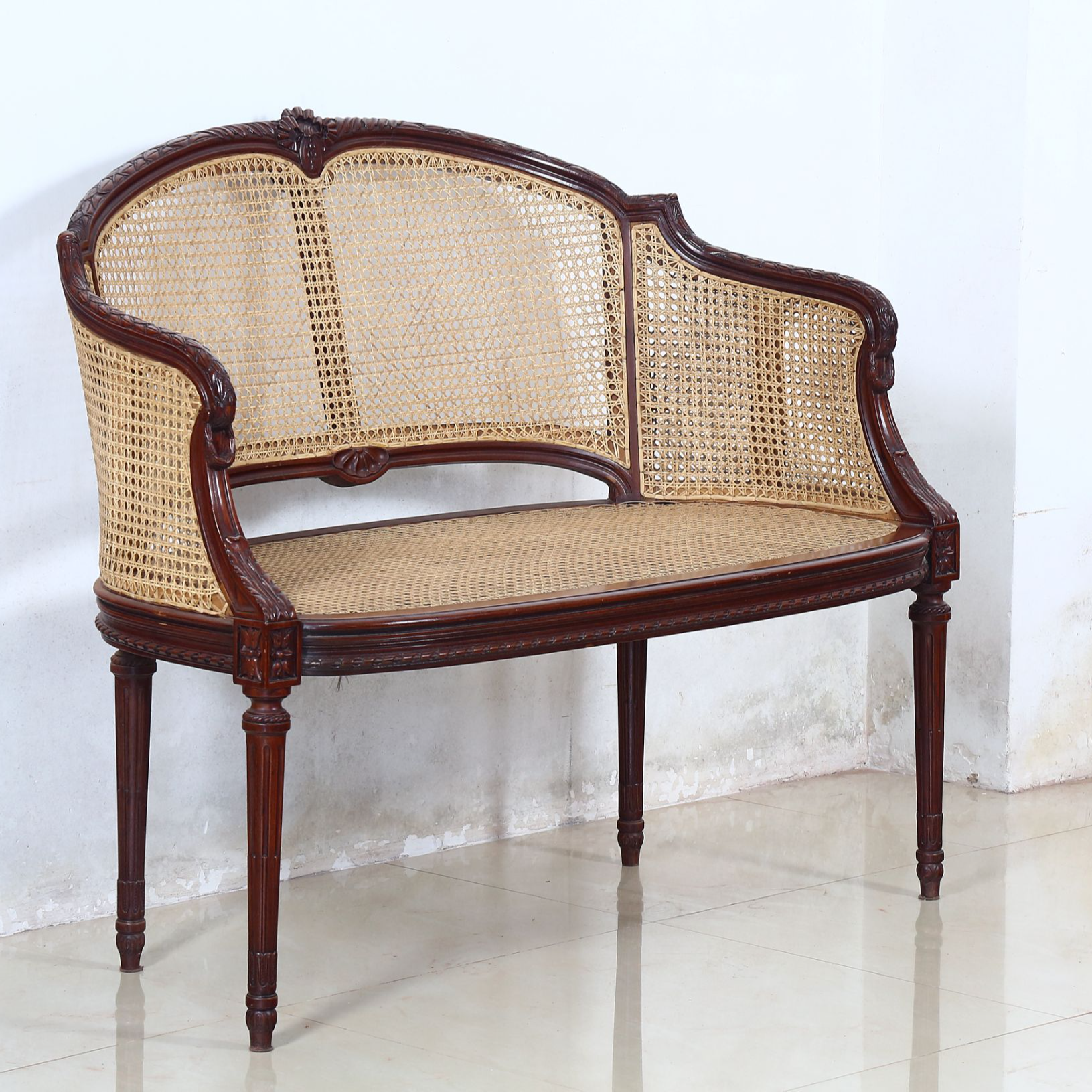 双人同心椅简约藤编客厅复古餐厅