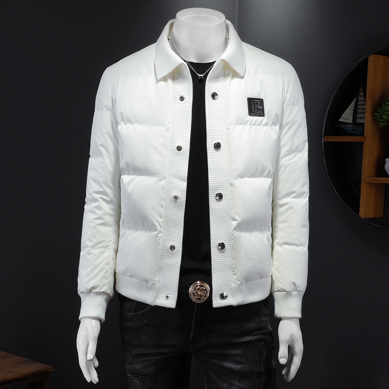 百搭韩版欧货针织翻领羽绒服男士冬季时尚休闲短款修身加厚潮外套