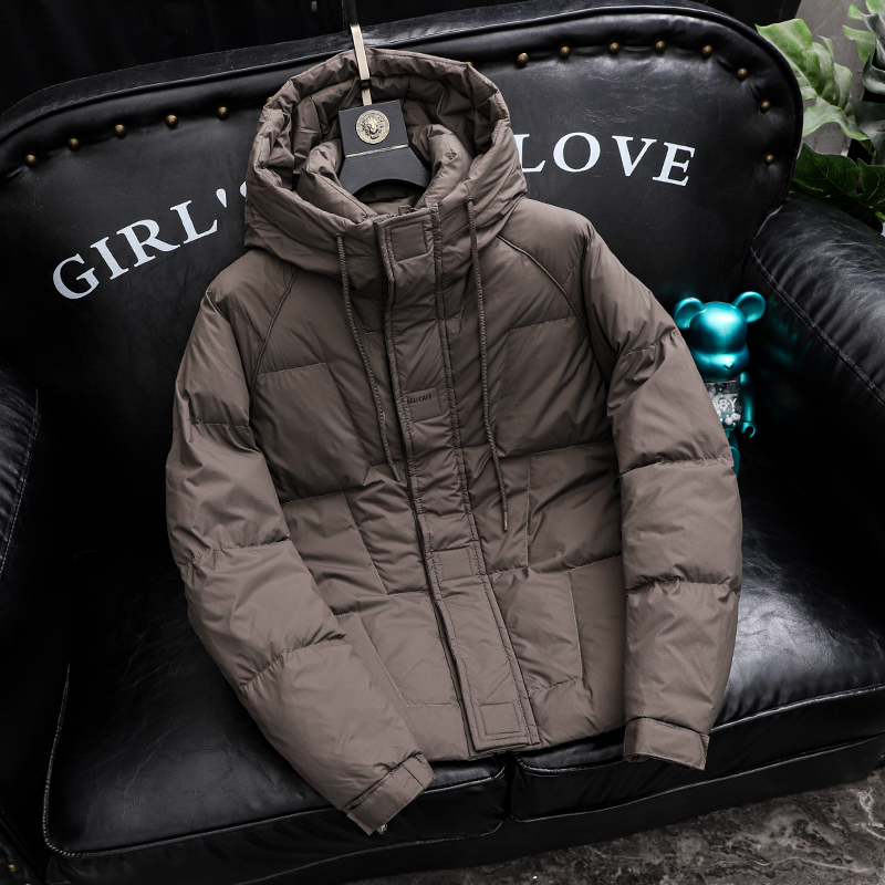 欧洲站韩版休闲连帽羽绒服男2023冬季新款高端男士保暖白鸭绒外套