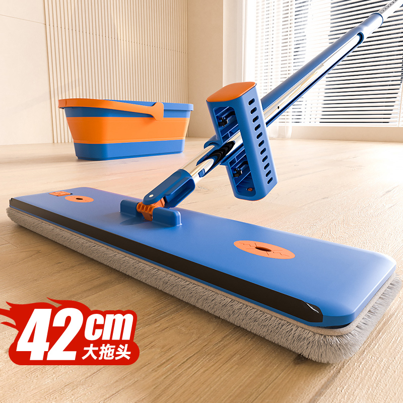 索邦免手洗平板拖把家用一拖净大吸水带桶懒人拖把刮水板拖地墩布