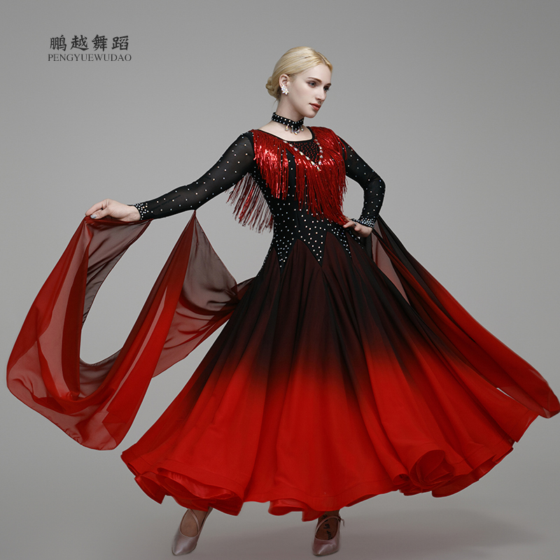 新款摩登舞流水加钻一帘幽梦连衣裙