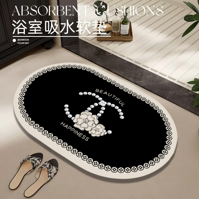鸿祥鸟硅藻泥吸水垫防滑地垫轻奢卫生间浴室脚垫厕所吸水入户门口