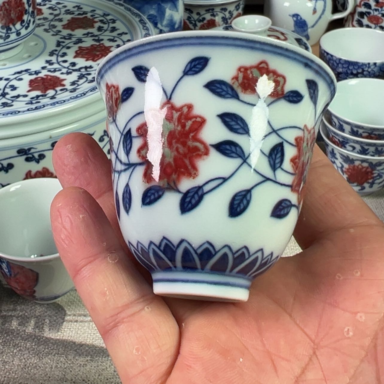 【闪购商品】瓷杯尼****云青花釉里红