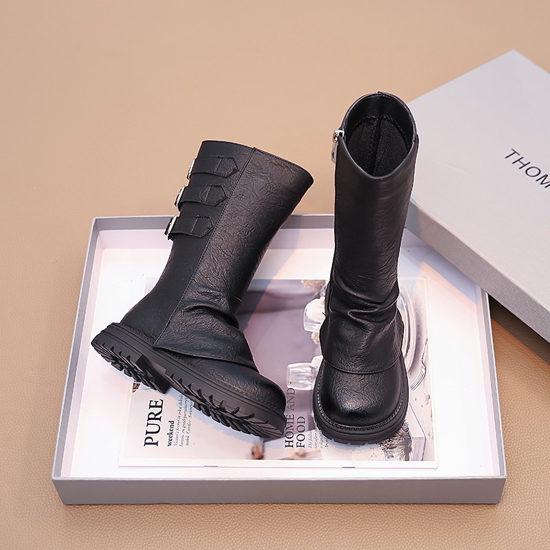 【小团童鞋铺】小众定制靴子男女同款百搭长靴秋季新款中大童