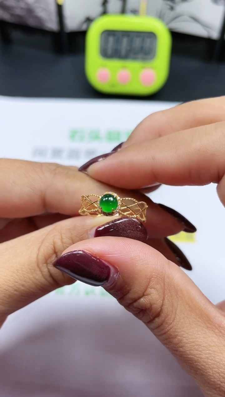 【闪购商品】翡翠戒指18K金镶嵌回流寄售，不退不换