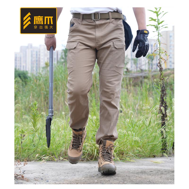 鹰爪闪行超重工战术裤重磅弹力棉水洗工艺耐磨多口袋户外休闲长裤