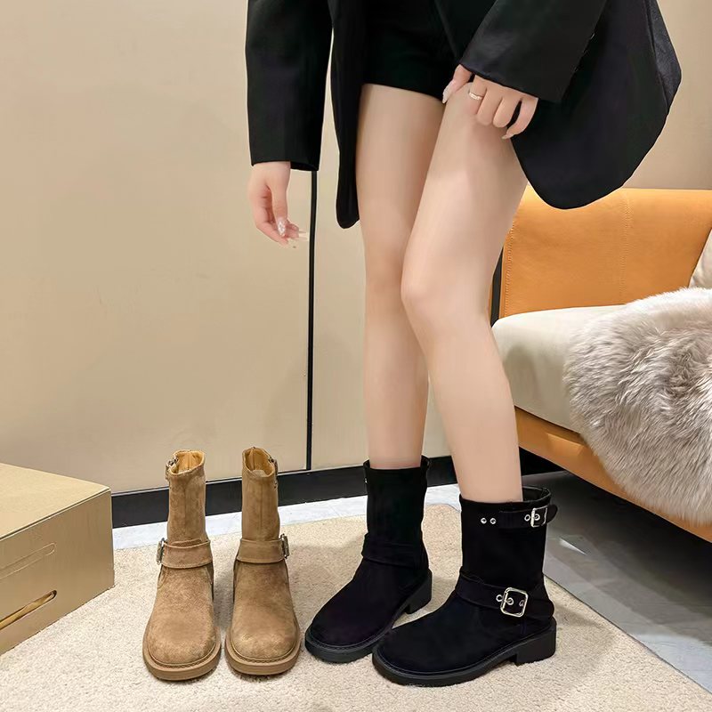 8622时尚矮跟棉靴加绒加厚中筒保暖冬季