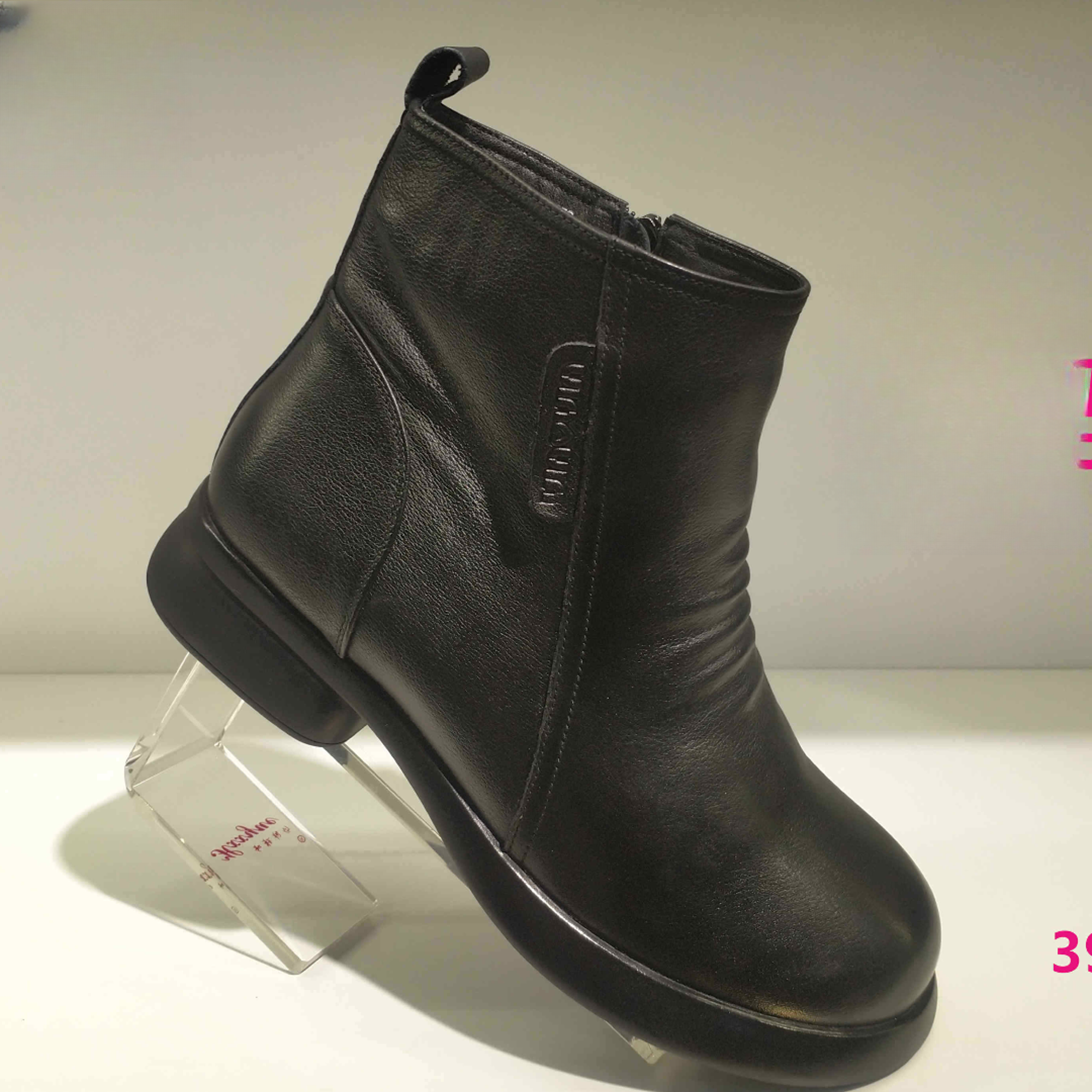 39138511羊毛靴真皮靴子女2024新款秋冬粗跟短靴加厚绒大码鞋