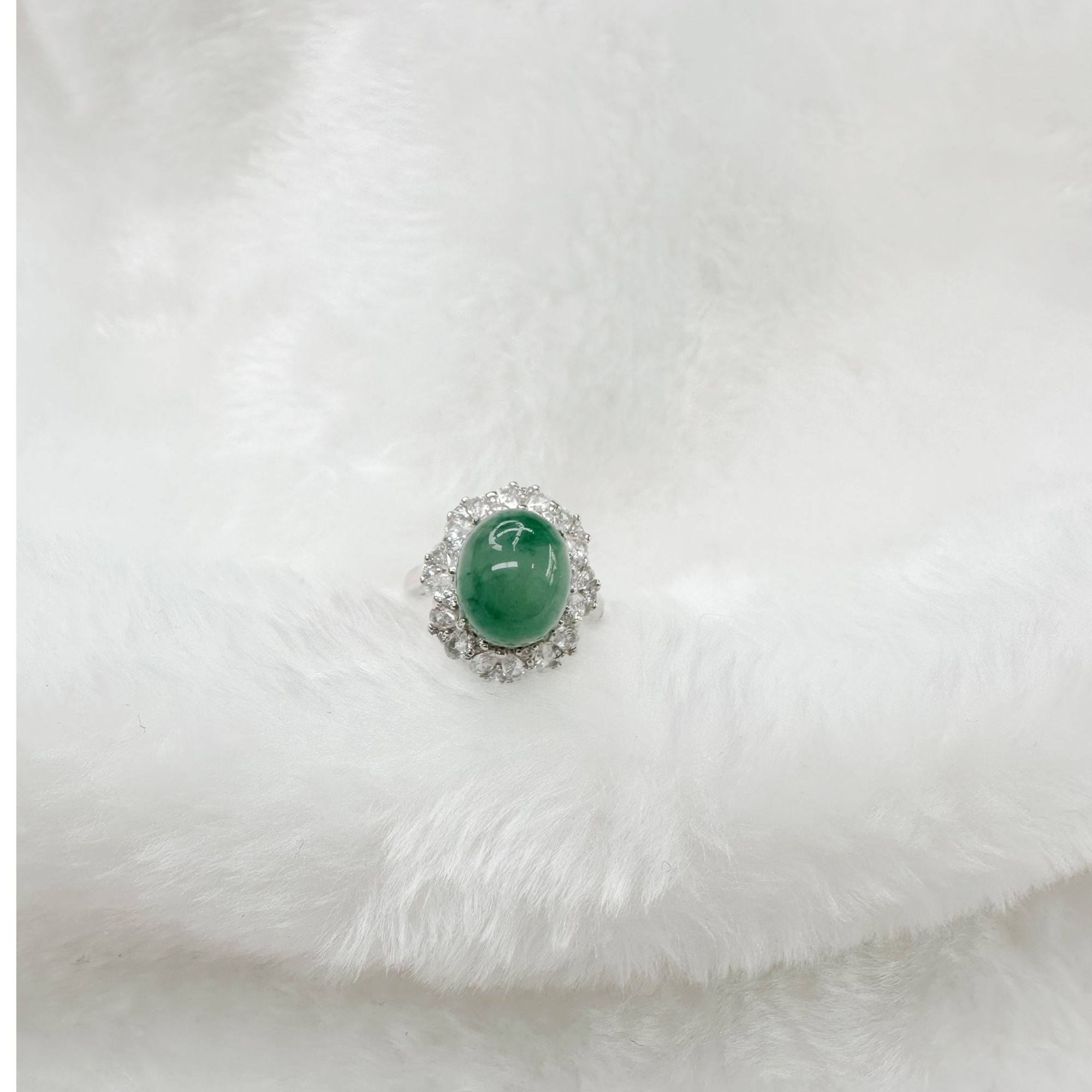 0010 天然独龙玉 冰飘花S925银 戒指