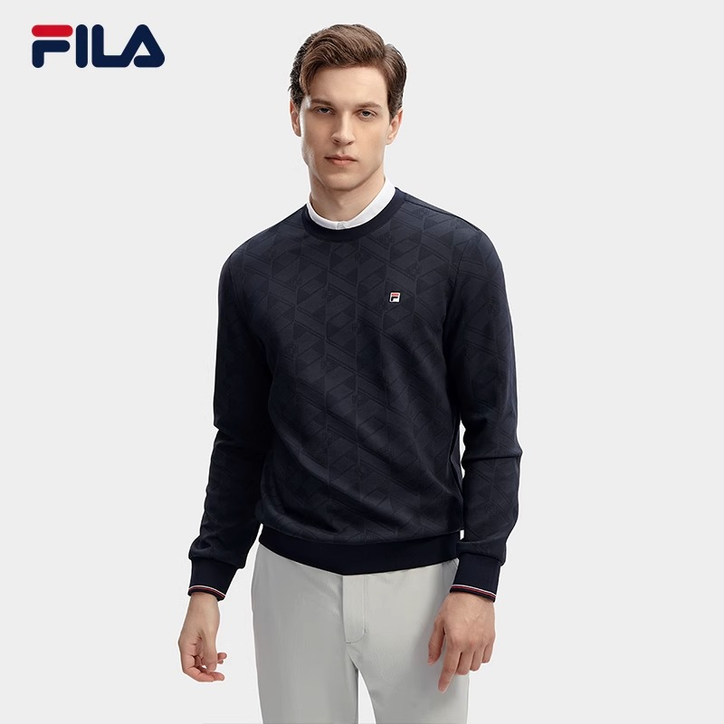 Fila/斐乐男子套头卫衣2024春新款简约休闲针织上衣F11M411203A