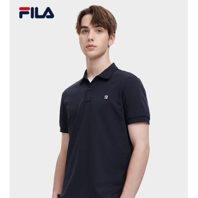 FILA斐乐男子短袖POLO衫23夏季针织休闲翻领运动T恤F11M328109F