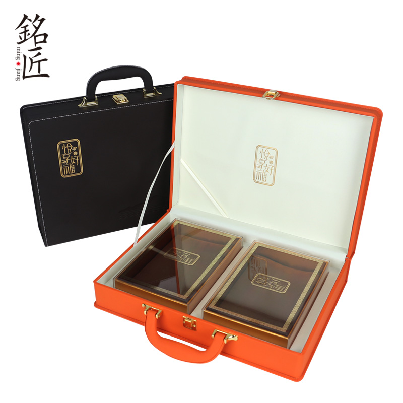 海参包装盒两斤装手提烫金双拼皮盒海参礼品盒鲍鱼包装盒鱼胶礼盒