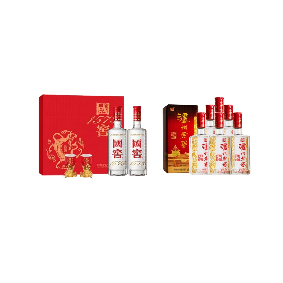国窖1573生肖礼盒龙年52°500ml*2+泸州老窖六年窖头曲52度500ml*6