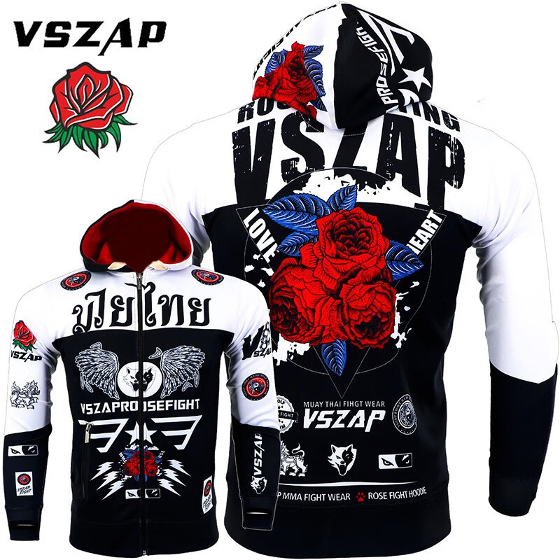 VSZAP速干泰拳卫衣搏击外套健身帽衫UFC格斗长袖MMA弹力训练播求