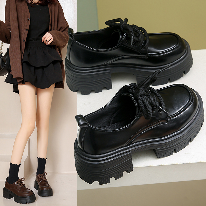 回力潮乐福鞋女2024新款秋冬英伦风小皮鞋黑色玛丽珍鞋高跟鞋女鞋