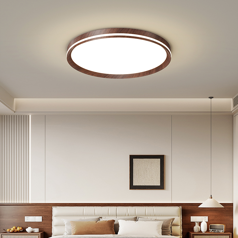 【九木】中古风卧室吸顶灯胡桃木色全光谱新中式简约阳台书房铝材