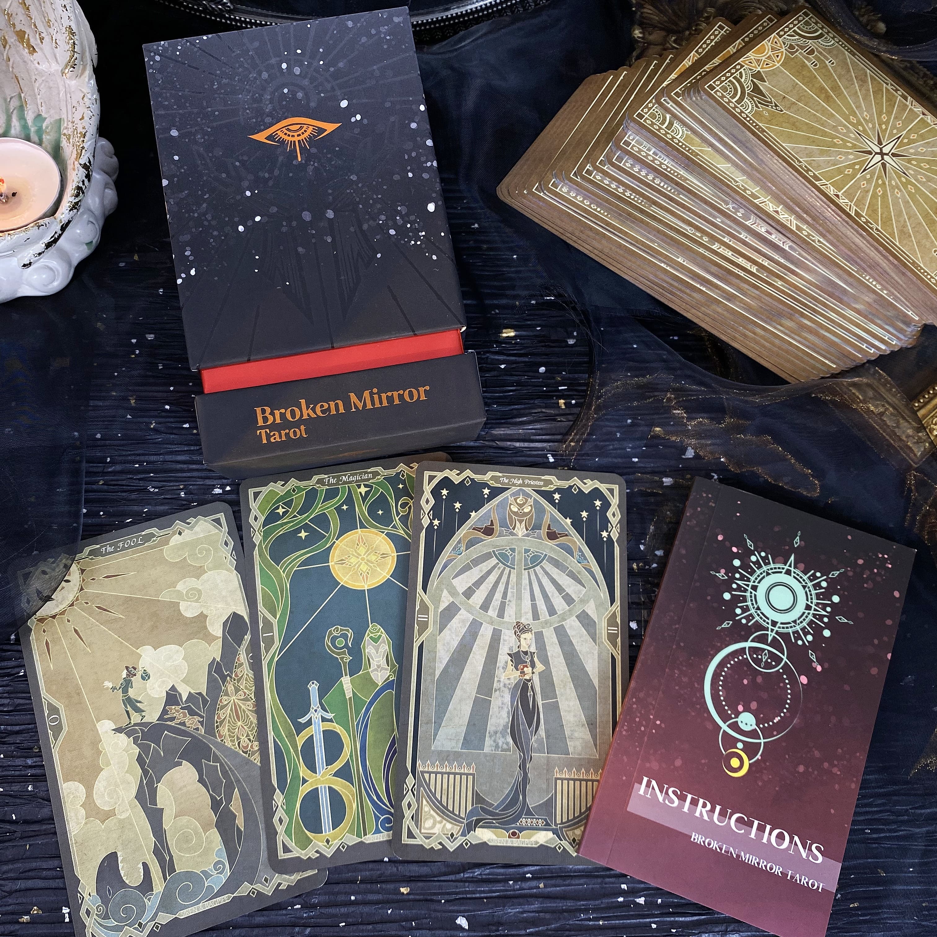 正版【破碎镜】碎镜五塔罗牌镀银Broken Mirror Tarot韦特系卡牌