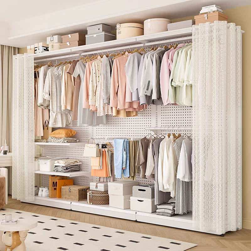 洞洞板衣架子金属挂衣架家用卧室步入式大容量防尘衣帽间金属衣柜