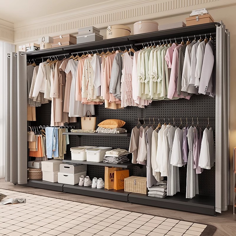 北之木洞洞板衣柜简易衣柜卧室洞洞板金属衣柜出租房开放式挂衣架