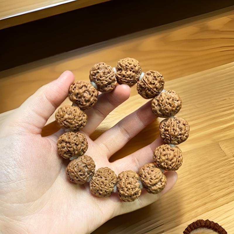 尼泊尔五瓣粗筋双龙纹大金刚手串原皮原色手串（介意开裂断齿慎拍）