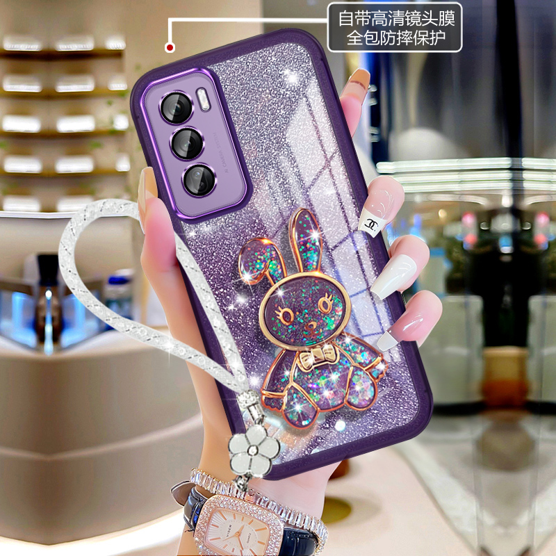 新品oppoReno12手机壳防摔镜膜一体PJV110时尚流沙支架ren012 pro