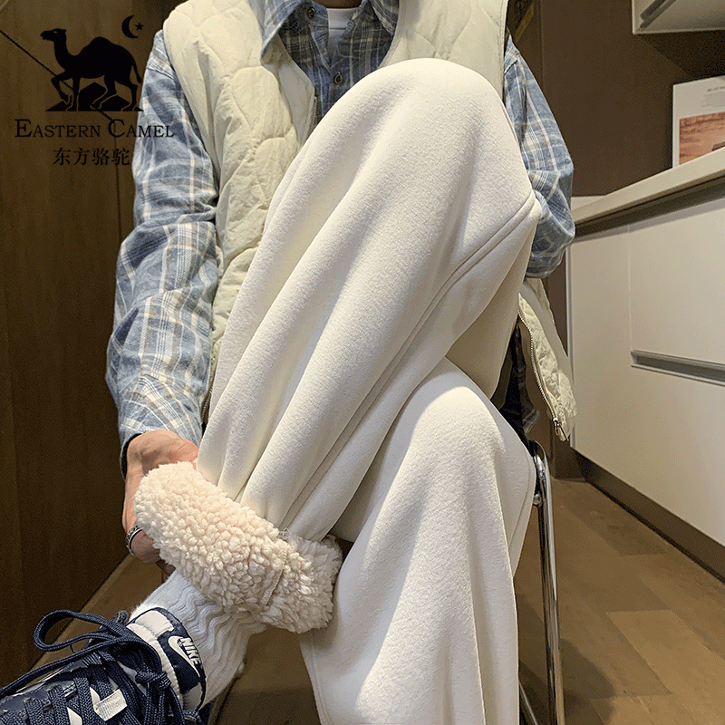 东方骆驼冬季新款加绒加厚保暖男士卫裤宽松大码休闲运动休闲裤子