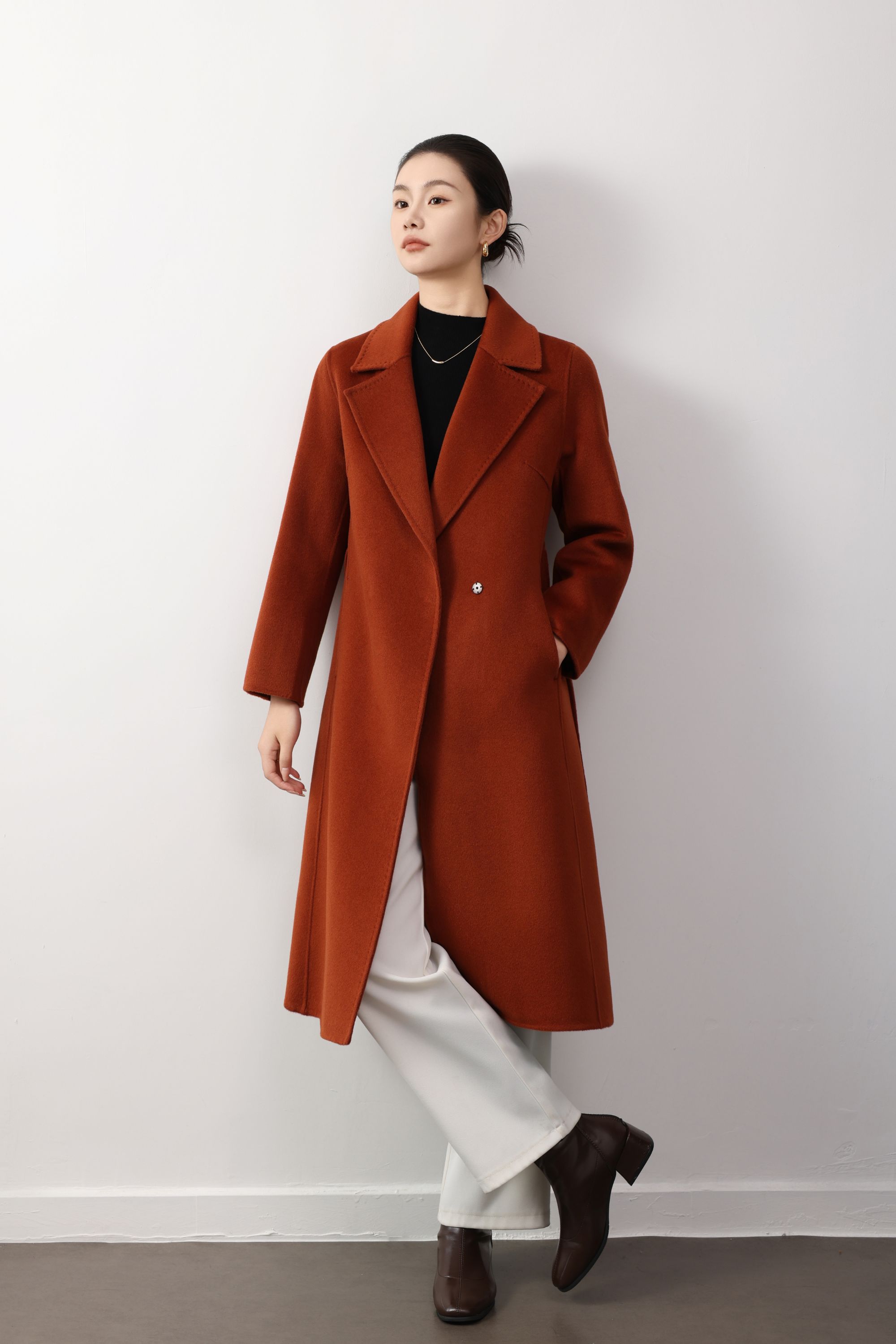 双面羊毛呢大衣女长款秋冬新款修身妈妈新娘高端100%纯羊毛外套