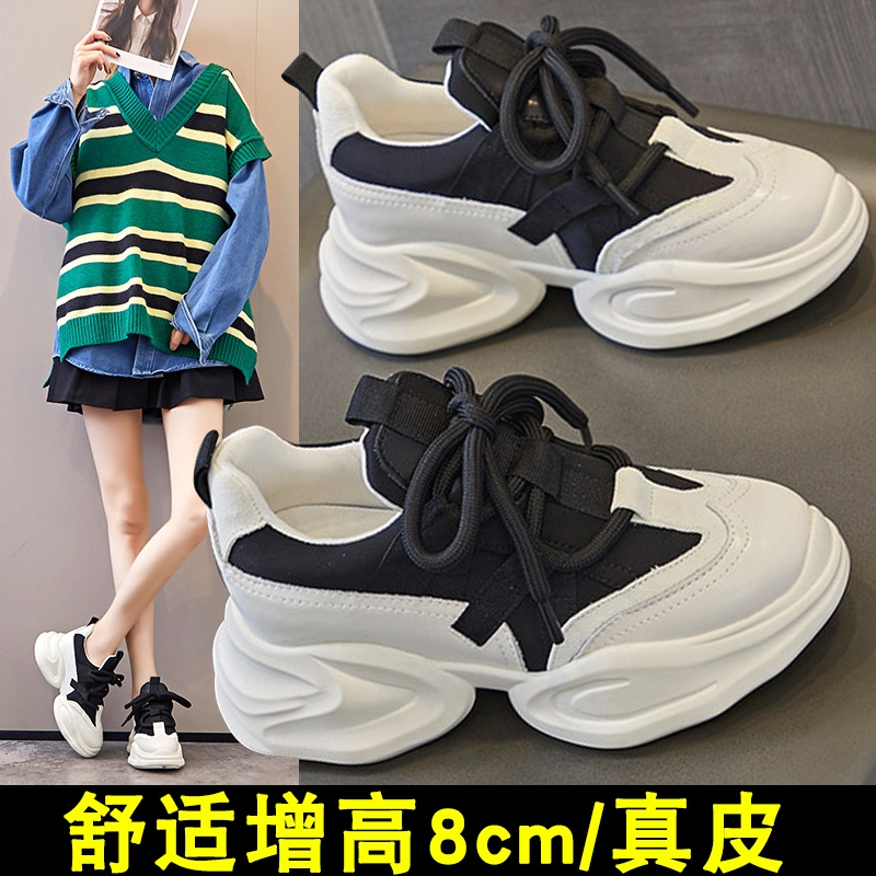 秋季回力休闲内增高老爹鞋女2023年秋冬爆款小个子厚底松糕运动鞋