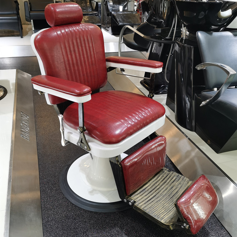 复古油头美发椅高端男士理发店专用发廊剪发升降放倒刮胡修面椅子