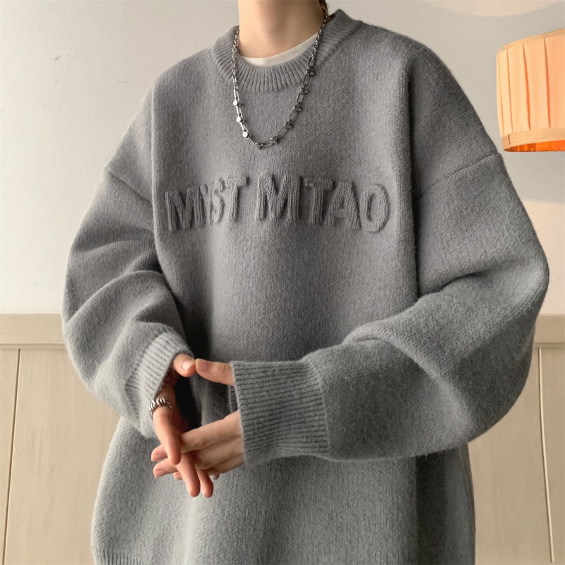 【小扬直播推荐】慵懒圆领毛衣男秋冬季加厚设计感小众日系上衣高SD