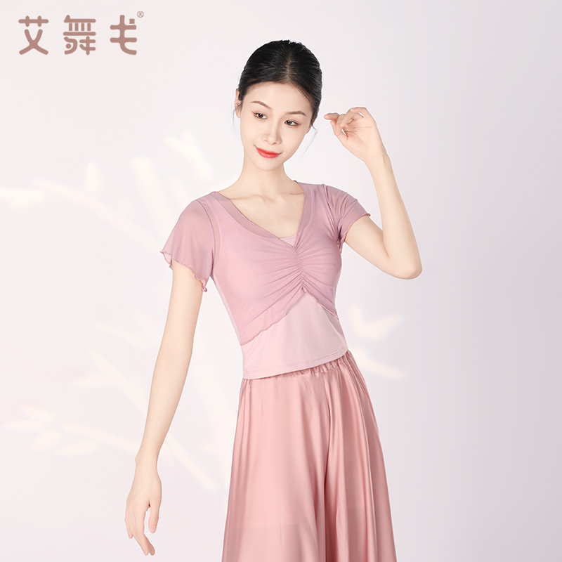 成人新款古典舞服夏季短袖舞蹈服中国舞飘逸飞袖上衣女跳舞练功服