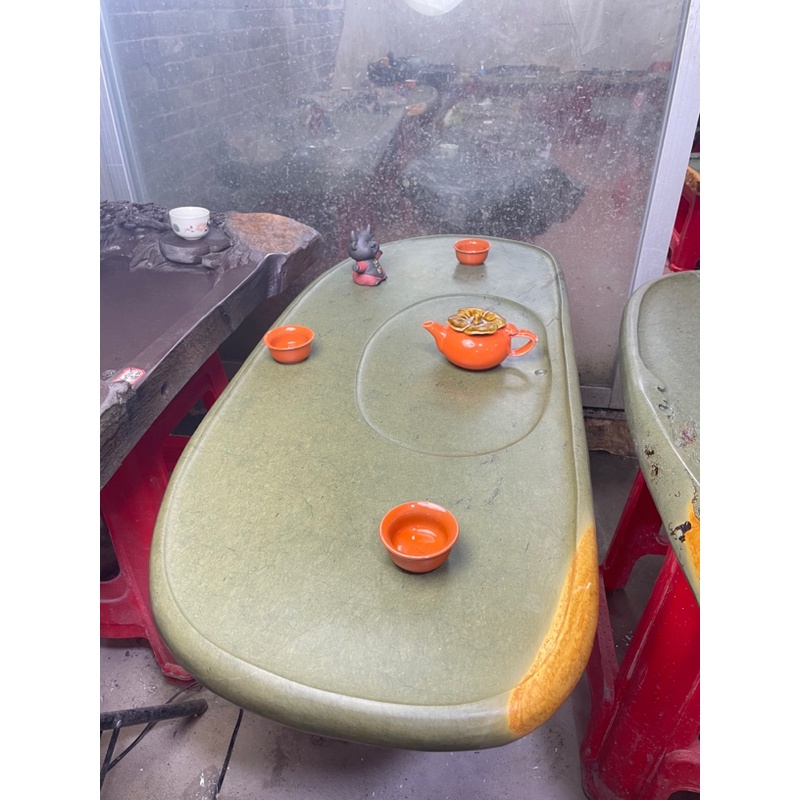 【福利】天然石端砚茶盘茶台茶几绿端素平板茶盘端砚石90×40×5